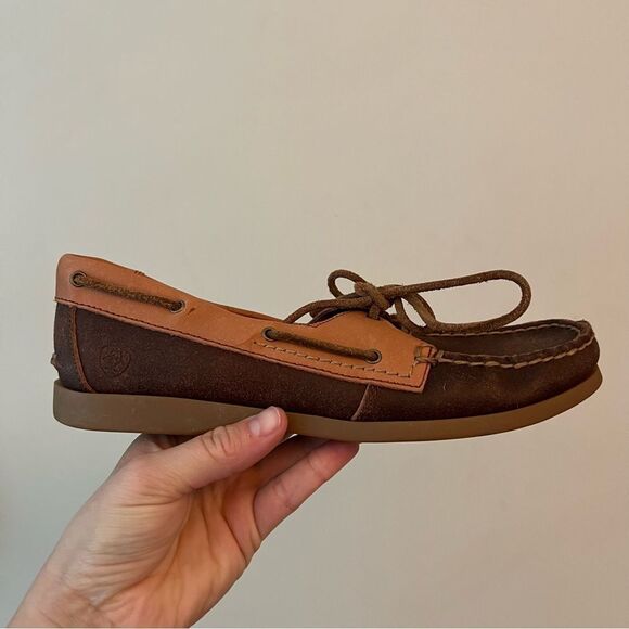 Ariat Burgundy Leather Boat Shoe Loafer - Picture 2 of 10